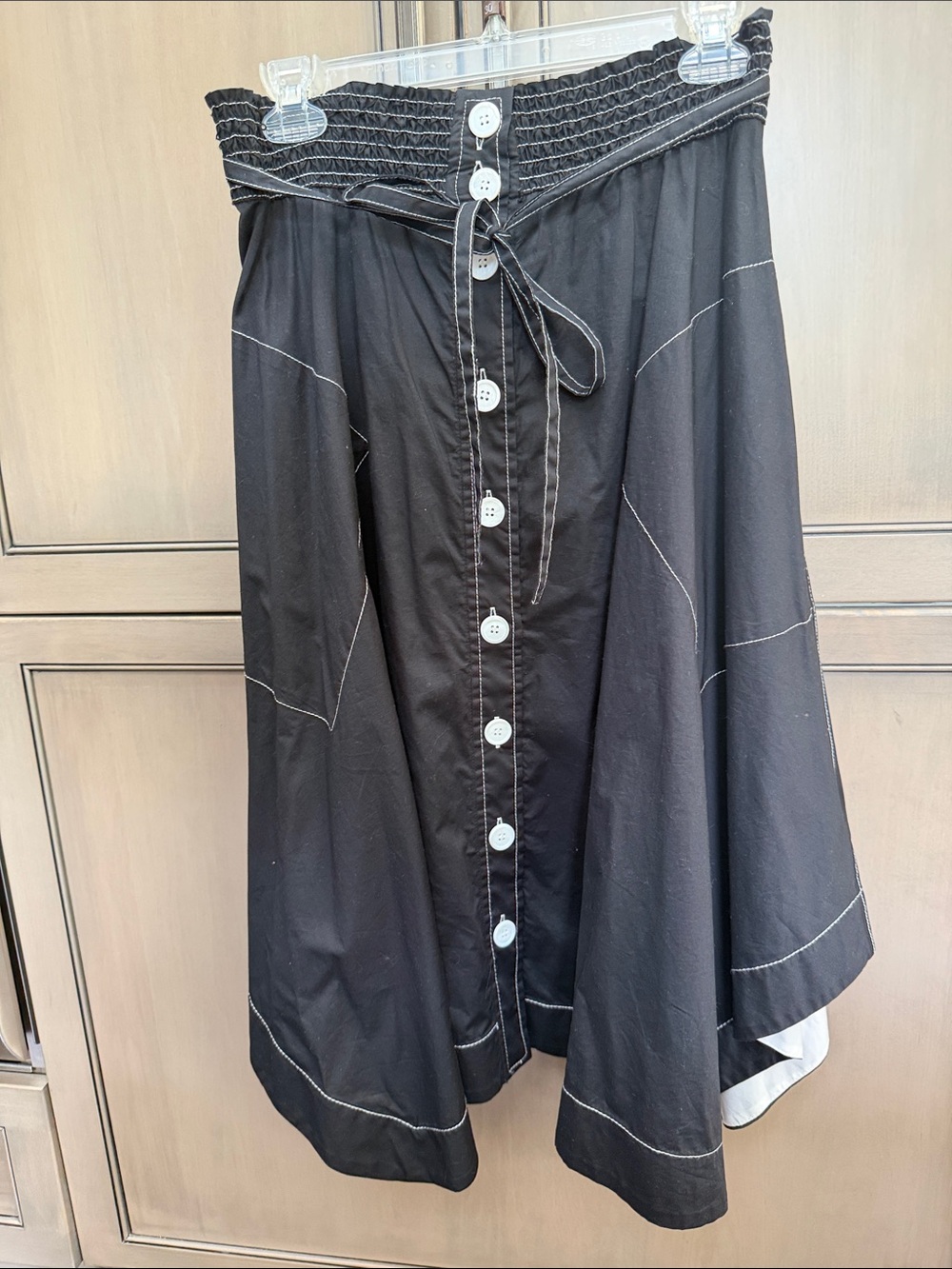 Anthropologie Tracy Reese Button-Front A-Line Skirt with Contrast Stitching